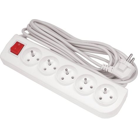 Rallonge électrique économique 5 prises avec interrupteur, 1,5 m /H05VV-F 3x1/ EPS-501,5W