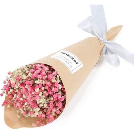 Trockenblumenstrauß – Naturgefärbtes Schleierkraut – Elegante Wohndekoration – Länge 35 cm – 1 Stück (1/5)
