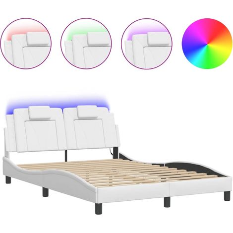 Maison Exclusive - Cadre de lit Viana avec LED sans matelas blanc 140x200 cm (1/5)