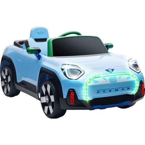 AIYAPLAY coche eléctrico para niños de +3 años, MINI Concept Aceman, 12V, bluetooth, mando a distancia, motor doble, suspensión trasera, faros, azul