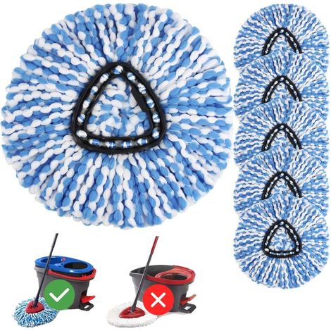têtes de rechange rotatives pour balai (conviennent aux systèmes à double seau, éponge en microfibre, lavables en machine) (1/5)