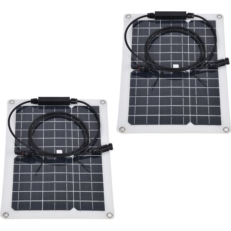 Kit de 2 panneaux solaires monocristallins portables de 15 W pour la charge en extérieur (bateau, caravane, camping-car). (1/5)