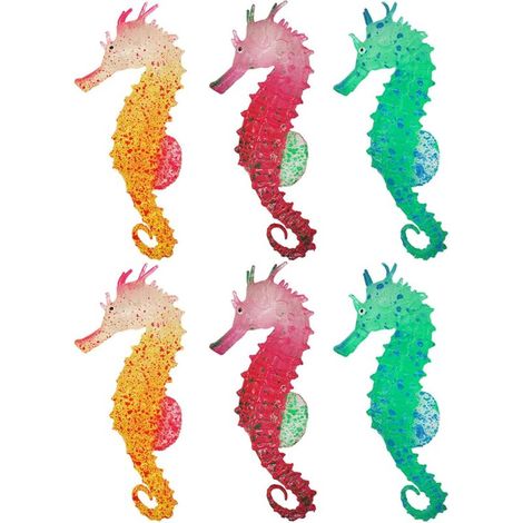 6PCS Luminous Silicone Seahorse, Artificial Seahorse Decorative Ornament Silicone Luminous Artificial Seahorses Aquarium Decoration Luminous Artificial Seahorse Aquarium Ornament