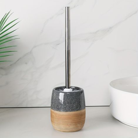 1 brosse WC avec socle — Usage domestique, style rétro-minimaliste, brosse WC à long manche et design détachable (1/4)