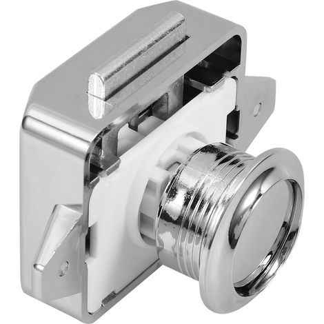 Loquet à Bouton-poussoir Verrou de Meuble pour Camping-car Argenté Alliage de Zinc et Abs, Installation Facile, Usage pour Armoire et Mobilier, Format Compact (1/5)