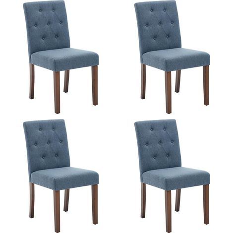 Lot de 4 Chaises de Salle à Manger Capitonnées - Style Parsons - Dossier Haut et Pieds en Bois Massif (1/5)