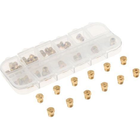 Lot de 36 buses à gaz pour barbecue à gaz, cuisinière à gaz, buses pour gaz propane butane pour plaques de cuisson GPL, buses en laiton, M6 x 0,75 mm, tailles d'alésage de 0,3 mm à 1,9 mm (boîte) (1/5)