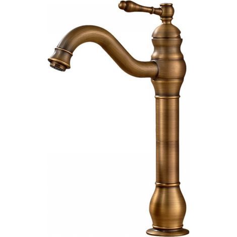 Robinet en laiton Antique, grand robinet de salle de bains, robinet mitigeur à poignée unique, robinet d'évier pivotant à 360 degrés, robinet de lavabo de salle de bains (1/5)