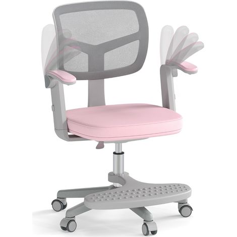 Sedia da studio con altezza regolabile da computer in rete, Sedia da scrivania per bambini ruote universali Rosa (1/4)
