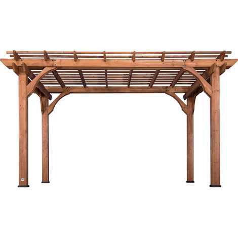 Backyard Discovery Pergola En Bois 305 X 426 Cm  Abri De Terrasse Autoportant Pour Le Jardin  Tonnelle Extérieur - Pavillon De Jardin / Résistant Aux Intempéries