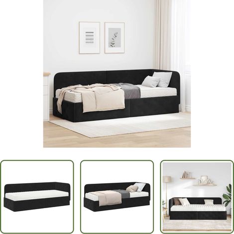 Ecksofa - Eckbettgestell Schwarz 80 x 200 cm Samt (1/5)