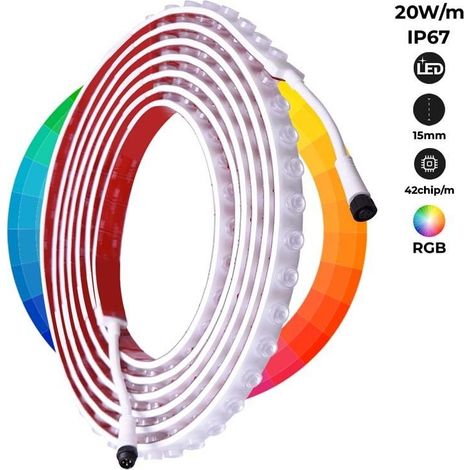 Lèche-mur LED flexible RGB 24V DC - 5 mètres - IP67 (1/5)