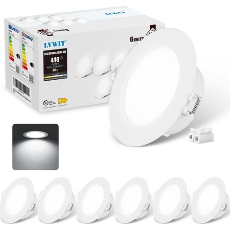 Spot Led Encastrable, 18W Spots Encastrable Salle de Bain Équivalent à 125W, Éclairage Plafond Encastré, 4000K Blanc Neutre, IP44 Éclairage de Plafond φ173MM, Lot de 6 (1/5)
