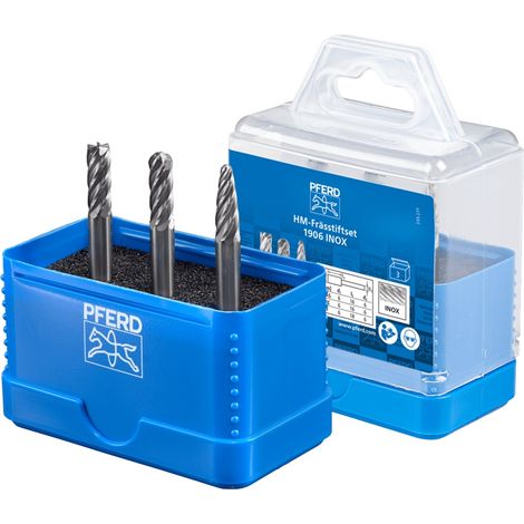 PFERD TOOLS Hartmetall Hochleistungsfrässtift Set 1906 INOX 3-tlg. Ø 6mm Schaft-Ø 6 mm für Edelstahl (1/5)
