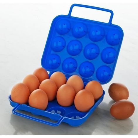 Eierkarton – Aluminium und Kunststoff – 12 Fächer – Blau – Rechteckig – Für Kinder