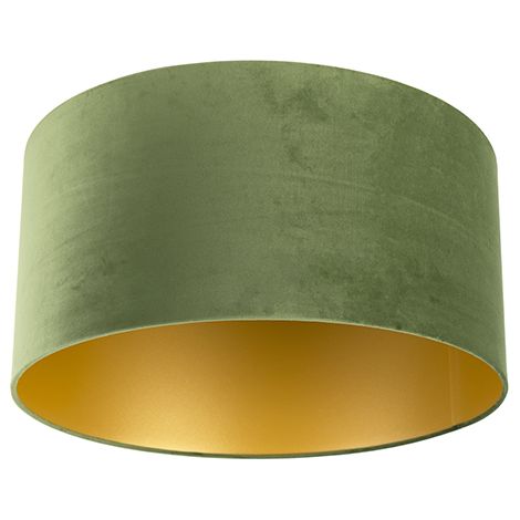 QAZQA Classico Cotone Paralume in velluto verde 50/50/25 con interno dorato , (1/5)