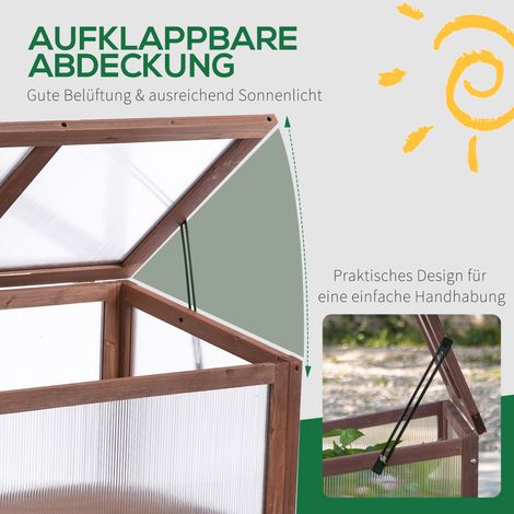 Table de culture en bois 90x50x93 cm avec couverture, bac à plantes pour potager, jardin, balcon et terrasse - Marron (1/5)