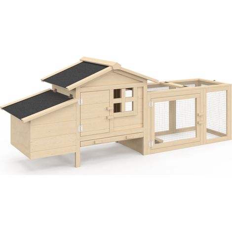 Idmarket – Poulailler sur pilotis en bois pour 1 à 2 poules – Enclos sécurisé avec rampe d'accès – Dimensions 170x51x66cm – Toit waterproof