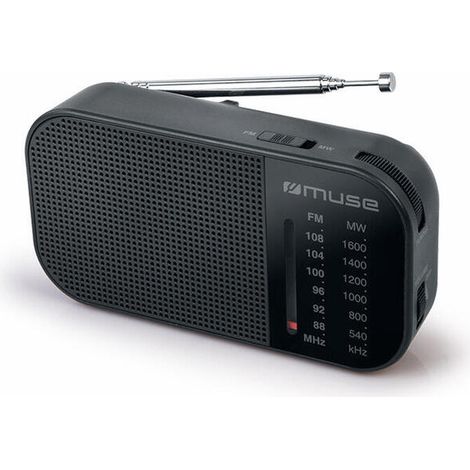 MUSE M-025 R NEGRO RADIO ANALÓGICA AM/FM PORTÁTIL CON ALTAVOZ INTEGRADO (1/3)