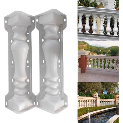 Railing Mould for Roman Column Front and Rear for Concrete, Plaster, Plastic Cement, Garden, Balcony, Pool, Park, Fence (Type 1), White
