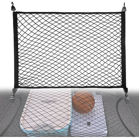 1 Filet de Coffre Élastique,80x60cm Extensible 160x120cm,Nylon Résistant avec 4 Crochets,SUV,Camping Car,Chien