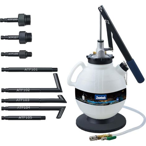 Sistema manual de recarga de ATF de 7,5 litros, herramientas de dispensación, kit de herramientas para bomba de recarga de aceite y fluido de transmisión automática con adaptadores de recarga de ATF. (1/5)