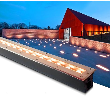 Faretti LED da esterno, strisce LED ultrasottili in acciaio inossidabile, illuminazione a parete AC 220V, IP67 impermeabile, faretti LED da incasso, illuminazione decorativa da terra (blu, 24W)