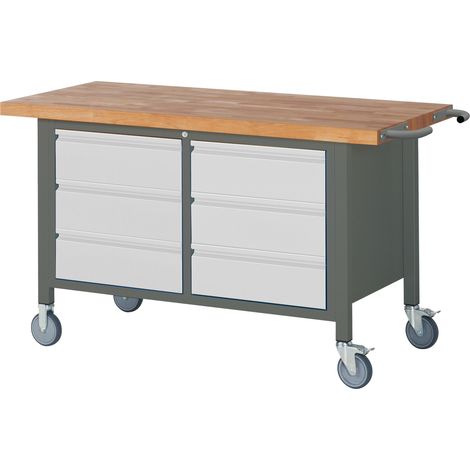 STIER Fahrbare Werkbank Premium mit 6 Schubladen BxTxH 1500x700x880 mm