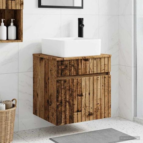 Vanidad de lavabo montada en la pared Madera envejecida