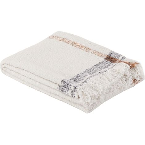 Plaid en Bouclette écrue frangée YOSEF (1/5)