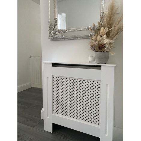 Panneau décoratif MDF blanc pour radiateur, 78x82x19 cm, grille moderne pour salon, bureau et maison. (1/5)