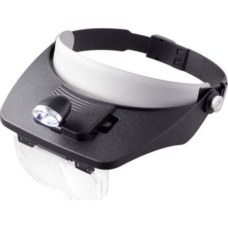 Loupe frontale avec éclairage LED Grossissement: 1.2 x, 1.8 x, 2.5 x, 3.5 x Lentille: (L x l) 102 (1/5)