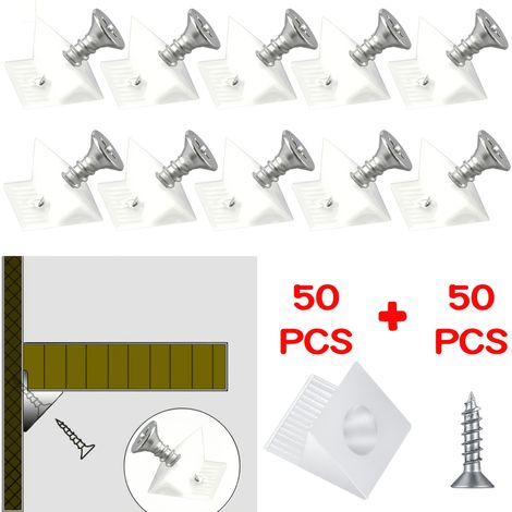100 ensembles de cornières en plastique et vis : kit polyvalent de cales pour réparation de tiroirs et supports d’étagères (1/5)