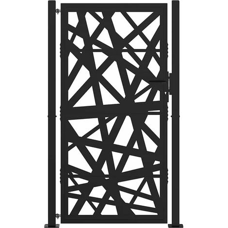 Portail de jardin, acier léger, adapté au style moderne, 100X175 cm, noir (1/2)