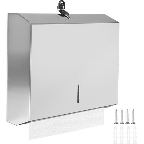 Distributeur Papier Essuie Main 28,3×26,3×10 CM, Distributeur Essuie Main Acier Inoxydable, Distributeur Papier Mural pour Environ 250 à 400 Serviettes, pour Cuisine, Salle de Bain, Chromé (1/5)