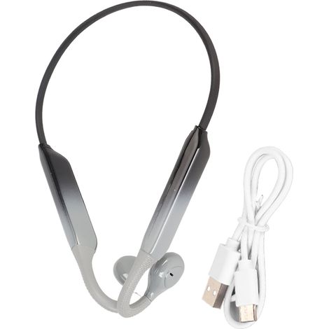 Casque Sport Bluetooth 5.0 à Conduction Osseuse, Micro Intégré, IP56 Antieau pour Course à Pied - Noir Gris (1/5)