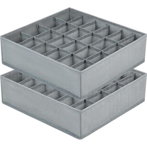 Set mit 2 faltbaren Schubladenorganisatoren aus Vliesstoff, ideal für Unterwäsche, BHs und Socken. Platzsparende Aufbewahrungsbox, Sockenorganizer (Grau).