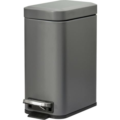5L Compact Rectangular Steel Trash Can with Removable Bucket and Quiet-Close Pedal Lid for Home Office Bedroom Bathroom Living Room