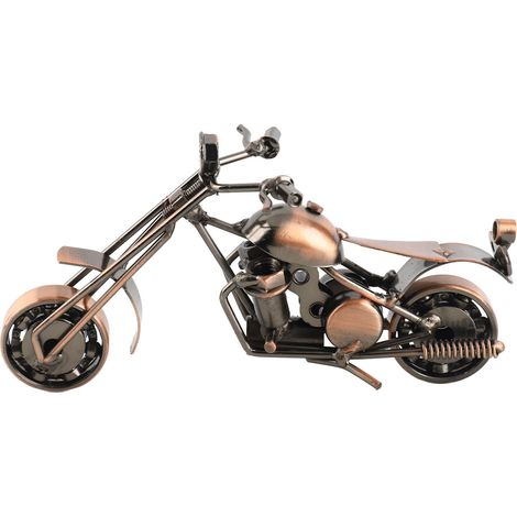 Metal Motorcycle Model Rotatable Wheels Cool Motorcycle Ornament for Home TV Cabinet Office Desk Bookshelf Bronze Color (1/5)