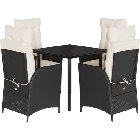 Maison Exclusive - Set da Pranzo da Giardino 5 pz Nero con Cuscini in Polyrattan