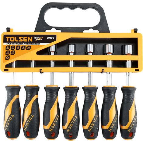 Set 7 Pcs Llaves De Tubo TOLSEN, Acero Cr-V, 82 Mm, Agarre Ergonómico Y Cómodo, TOLSEN
