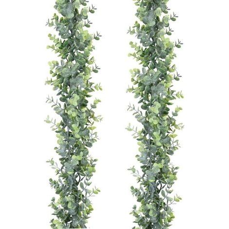 Guirlande Artificielle Eucalyptus Vert Résistant UV - Lot de 2, Parfaite pour Décoration Mariage, Arche, Mur Intérieur et Extérieur - (1/4)