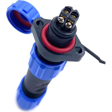Connecteur Aviation Plug SP13 2 Broches sans Soudure 2 Trous Bride Aviation Plug IP68 étanche et Anti-poussière Aviation Plug pour Lampes extérieures 250 V 13 A (câble 14 AWG à sertir) (1/5)