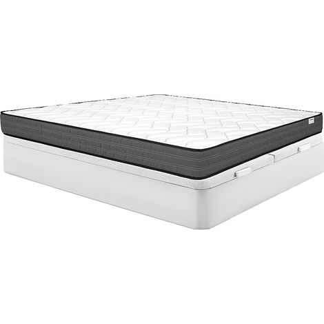 Ensemble 180 x 200 cm sommier coffre blanc + matelas ressorts ensachés ép.20cm - AMBRACIE de YSMÉE