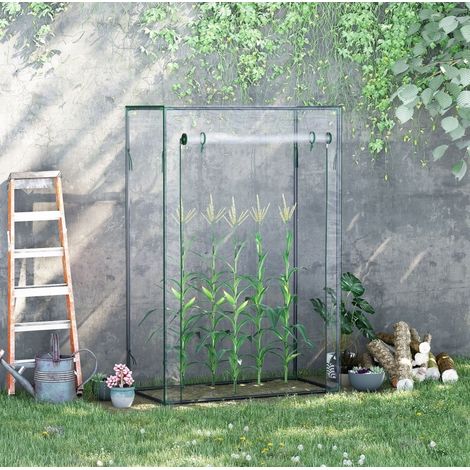 Serra da giardino 100x50x150 cm trasparente in plastica con porta avvolgibile (1/5)
