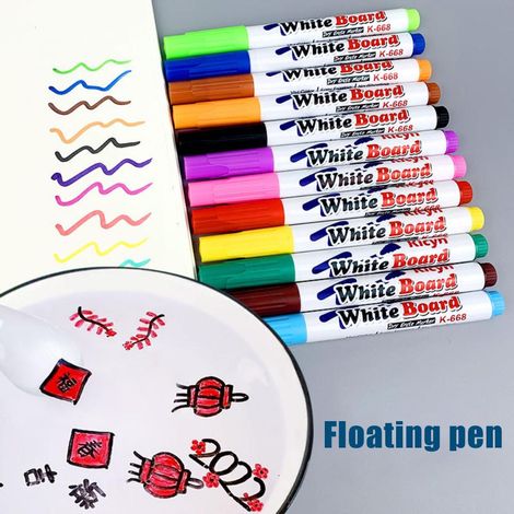 Lot de 12 Crayons Magiques à Eau pour Tableau Blanc, Marqueurs Effaçables à Sec pour Enfants, Stylos Dessin pour École, Fournitures Scolaires (1/5)