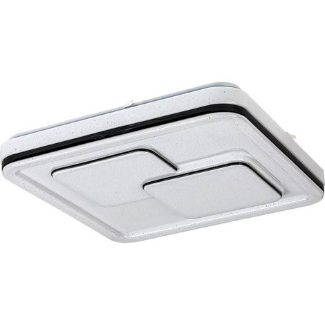 Plafonnier carré LED 40W 48,5 cm noir effet étoilé (1/5)