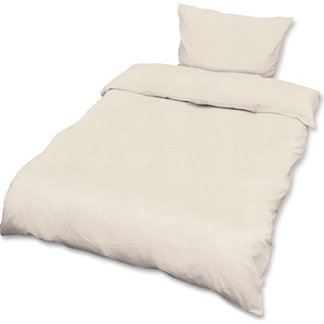Beautissu Juego de ropa de cama de 4 piezas con funda de almohada - Funda edredón, juego de sábanas con OEKO-TEX - Set de ropa de cama todas estaciones	Crema, 200cm, 135cm