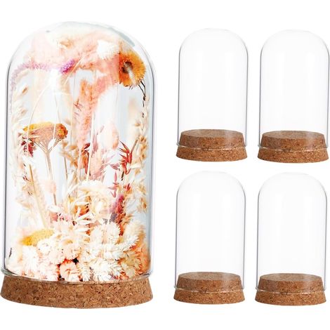Coperchio Vetro su Base Sughero Set 5 Pezzi Bianco (1/5)