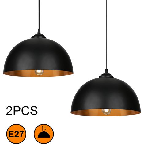 Wolketon 2 Vintage Industrial Lámparas Colgantes LED Araña E27 negro y oro lámpara colgante (1/5)